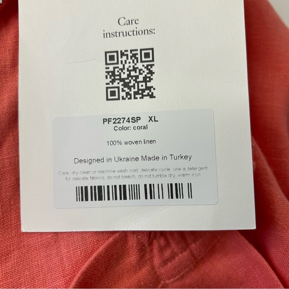 SLEEPER Women's Size‎ XL Coral Dynasty Linen High Rise Wide Leg Pants - Picture 12 of 13